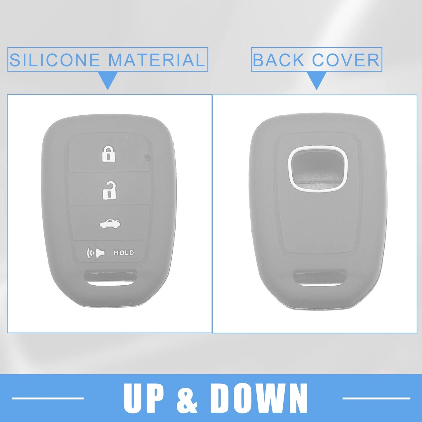 Smart Key Fob Cover Protector for Honda Civic Accord CR-V HR-V Gray ()