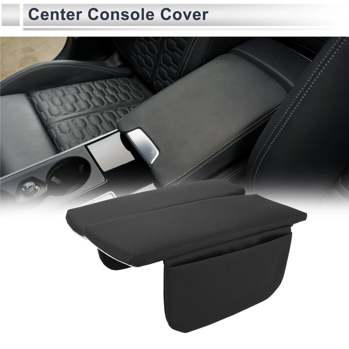 Center Console Cover Black with Storage Bag - 1 Set for BMW X5 (2019 - 2024)