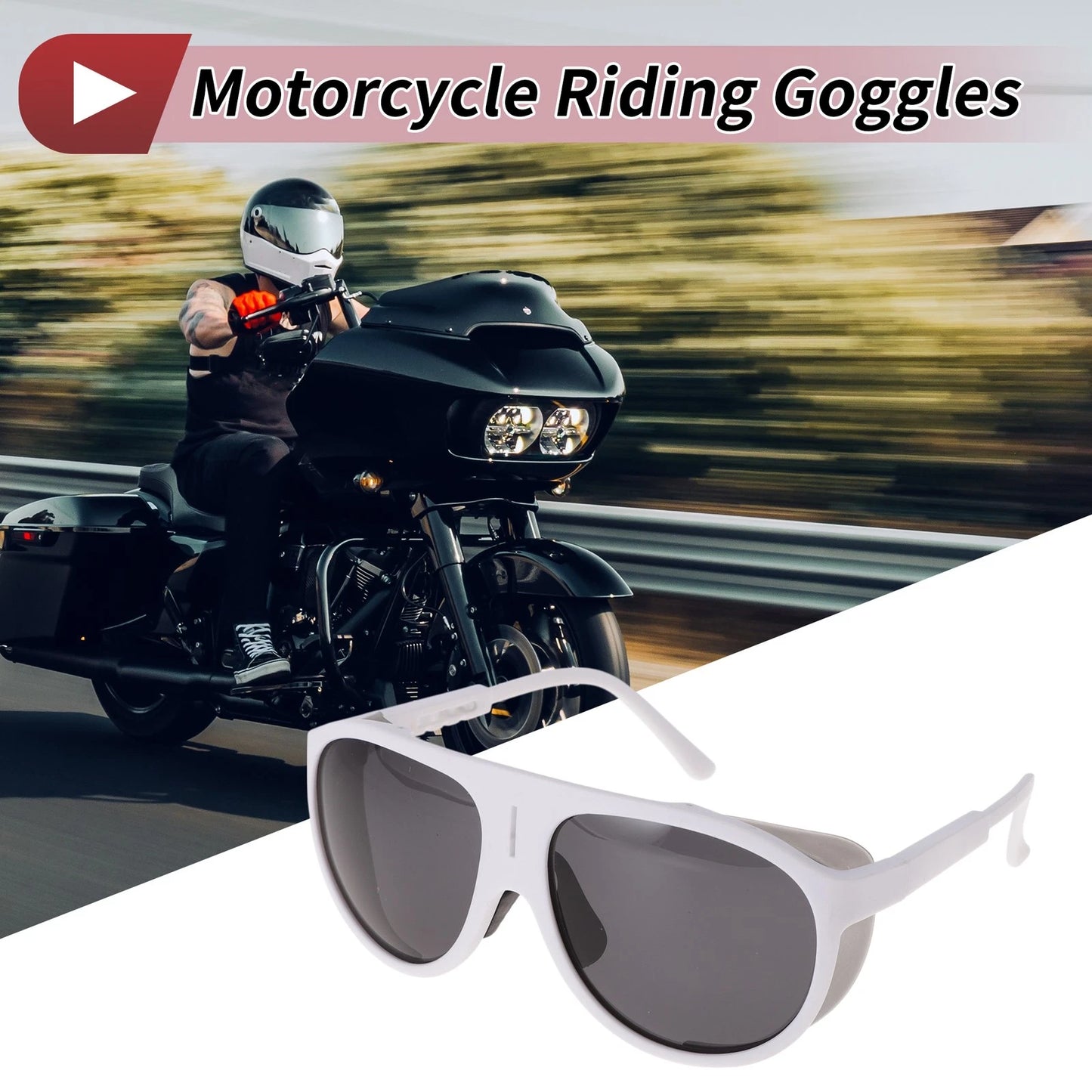 1 x Motorcycle Goggles Deep Gray Lens Frame Tri-acetel Cellulose for Motorcycle