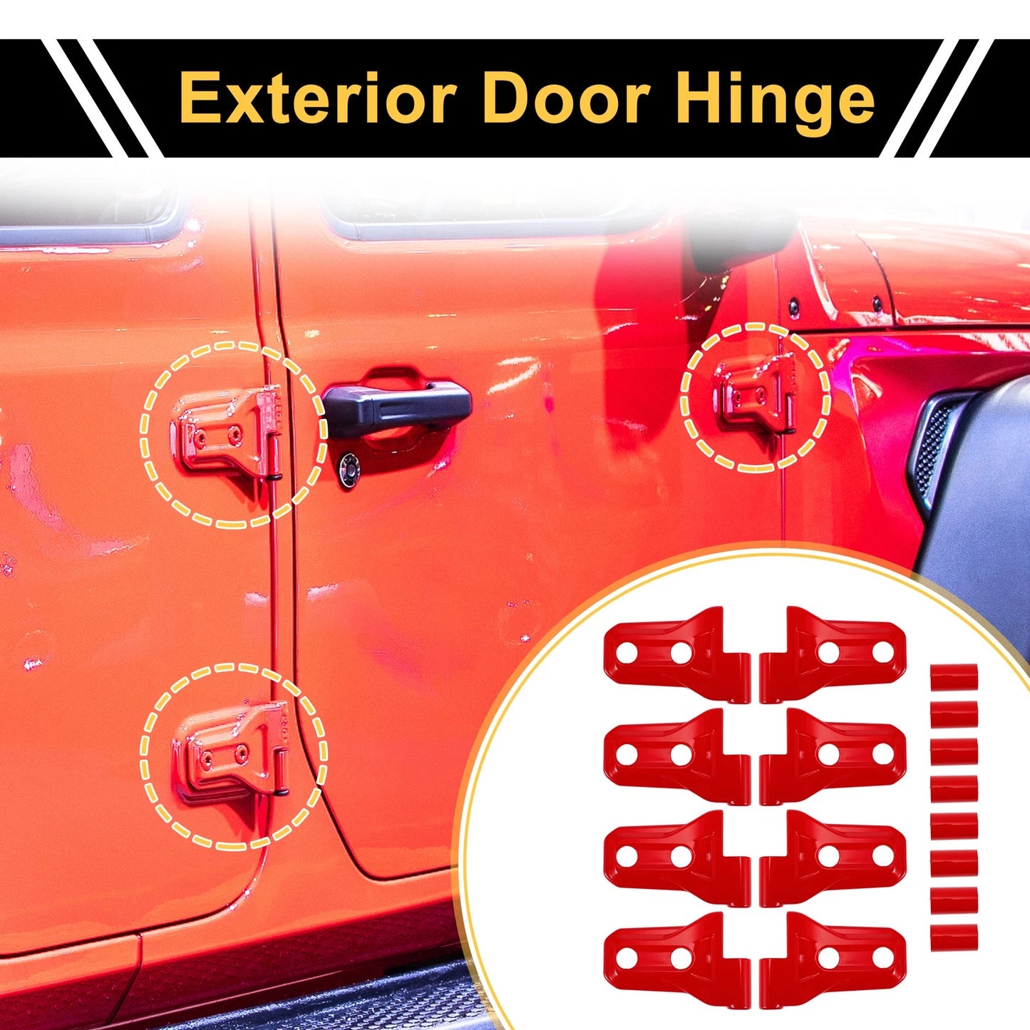 Red Door Handle Hinge Cover Trim for Jeep Wrangler JL Gladiator (2018-2023)