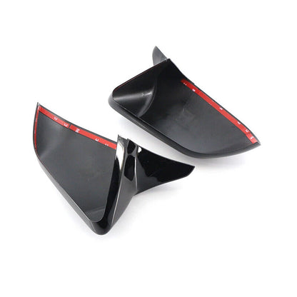 Glossy Black Horn Style Rearview Side Mirror Cover Caps for Ford Mustang (2015-2021)