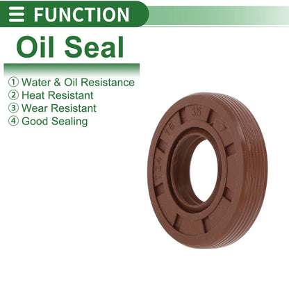 Oil Seal FKM Rubber 16x35x7mm Brown 5 Pcs