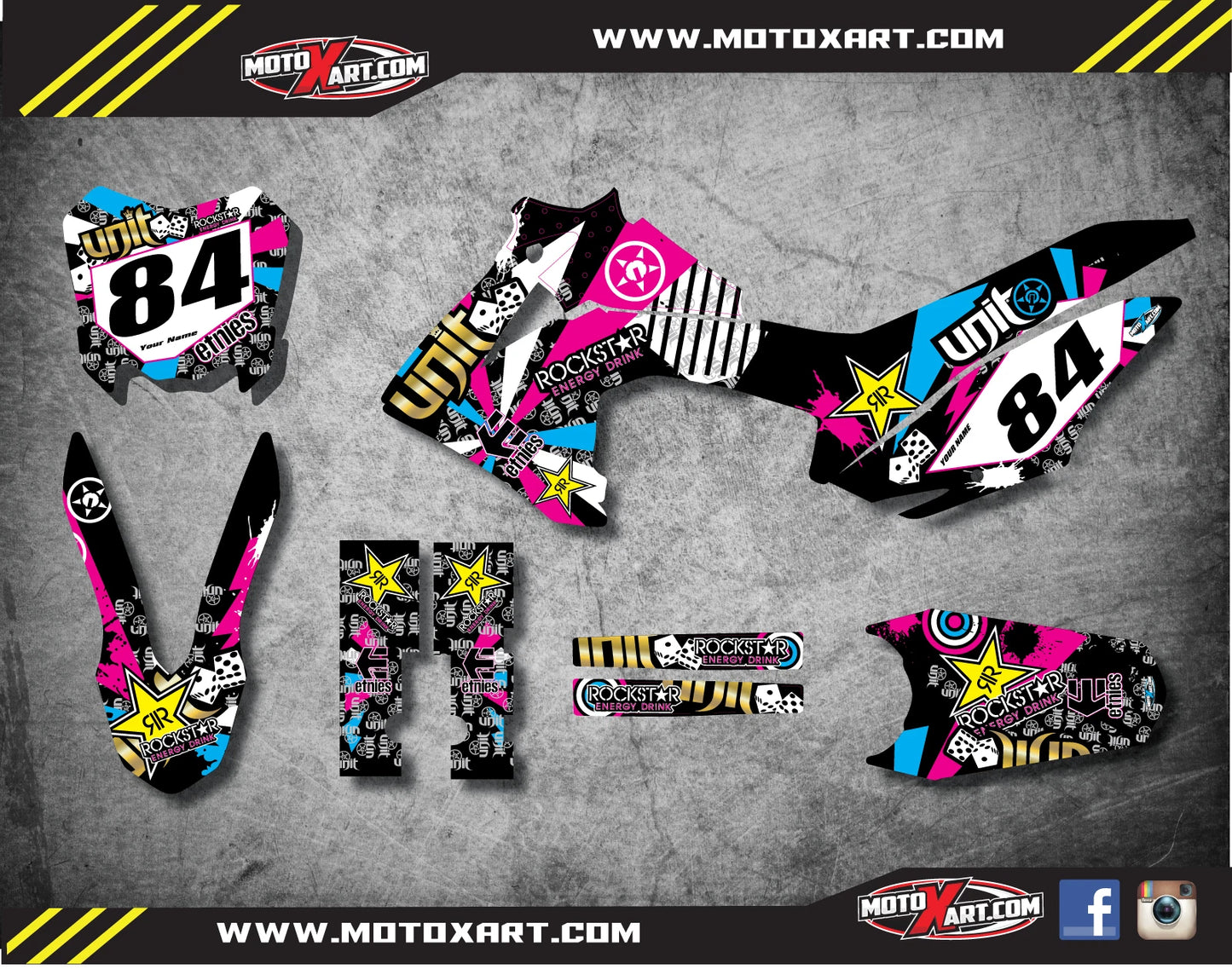 Full Custom Graphic Kit RUSH STYLE for Honda CRF 125 (2013-2018)