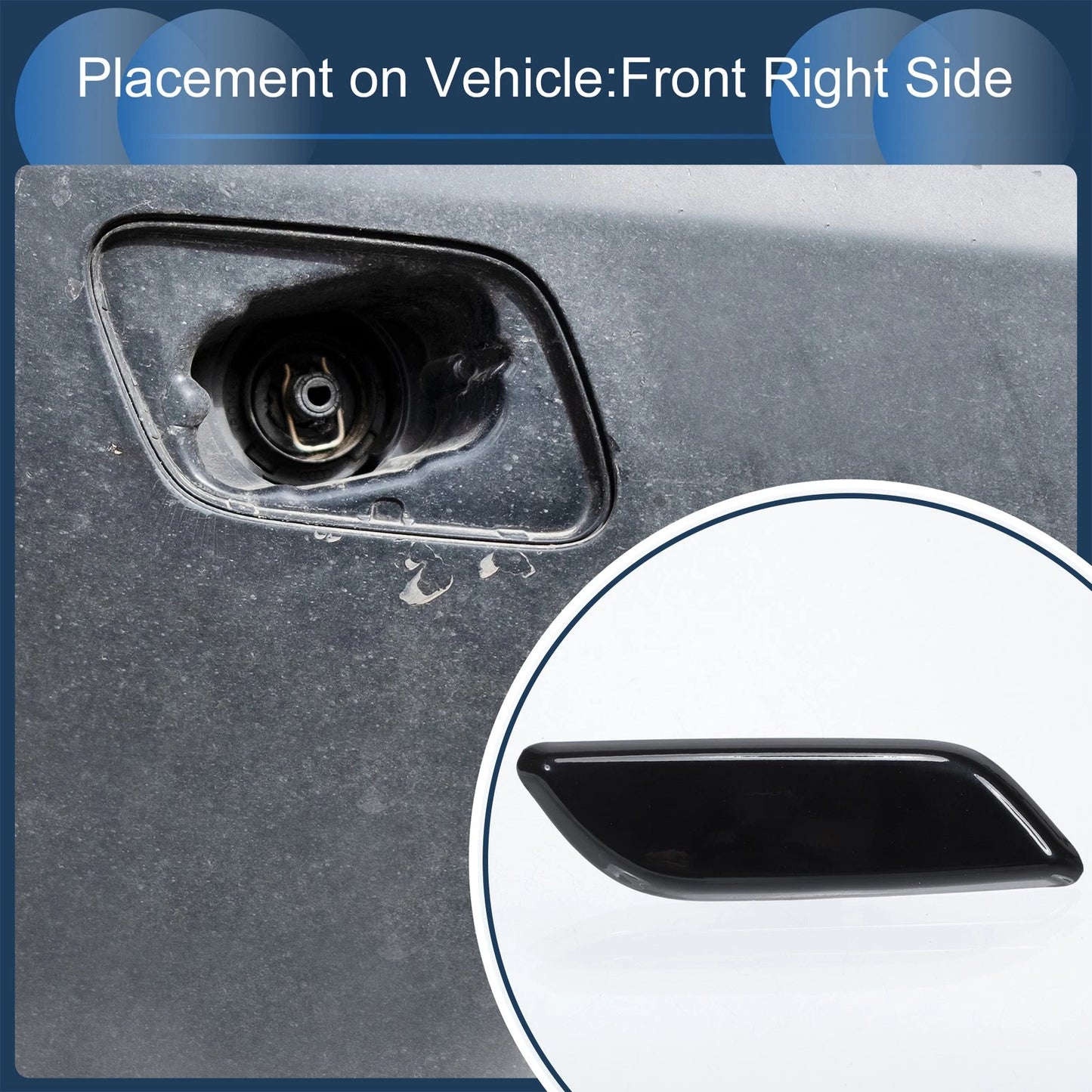 Front Right Washer Nozzle Cover for Honda Accord VIII 2011-2013 Black 1 Pc