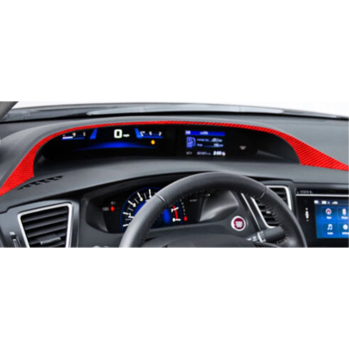 Red Carbon Fiber Speedometer Strip Cover for Honda Civic Coupe (2013-2015)