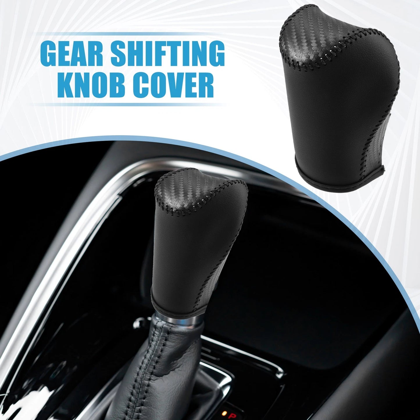 Jeep Gear Shifting Knob Cover PU Leather Carbon Fiber Black