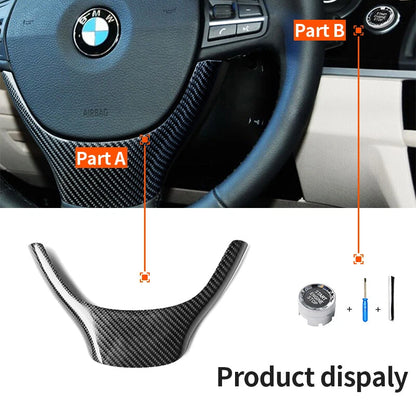Real Carbon Fiber Steering Wheel Cover Trim fit For BMW F10 530i 535i 550i GT