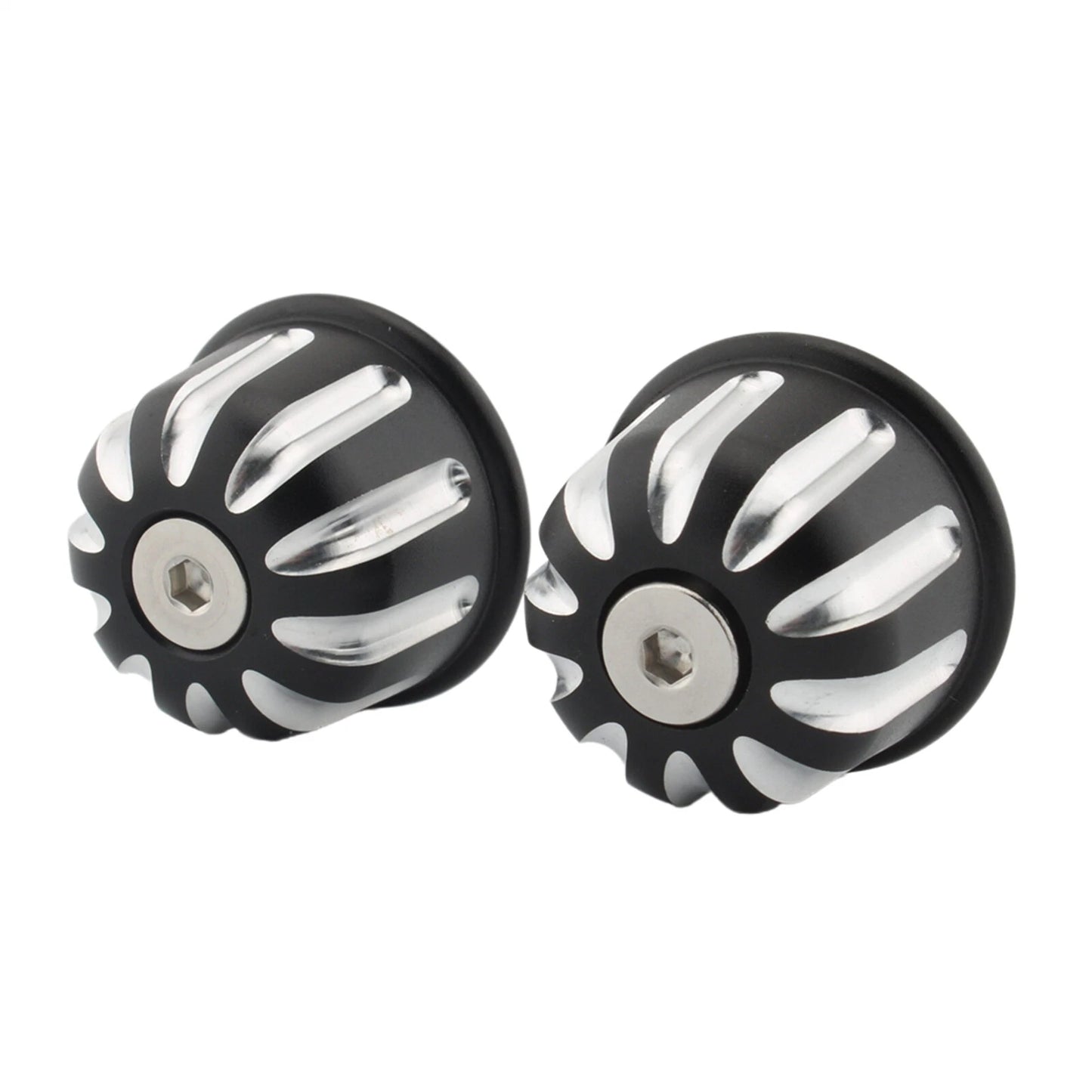 2 x Handlebar End Plug Caps for Triumph Speed Twin (2016-2022) Black/White