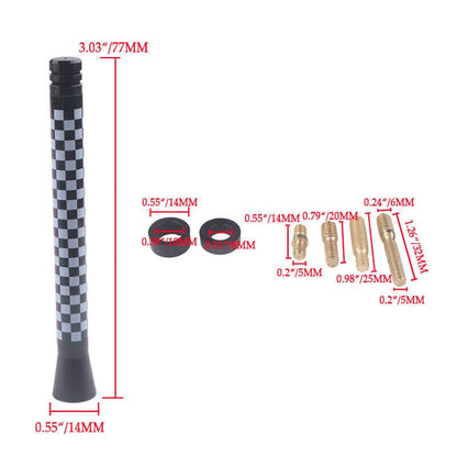3" Checkered Flag Antenna Racing Screw Nut for Mini Cooper (New)