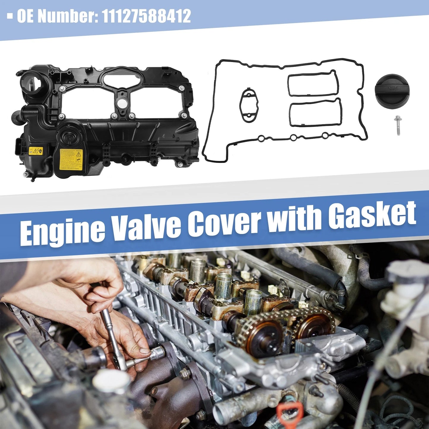 Engine Valve Cover Set with Gasket & Bolts for BMW 528i 328i (2007-2013)