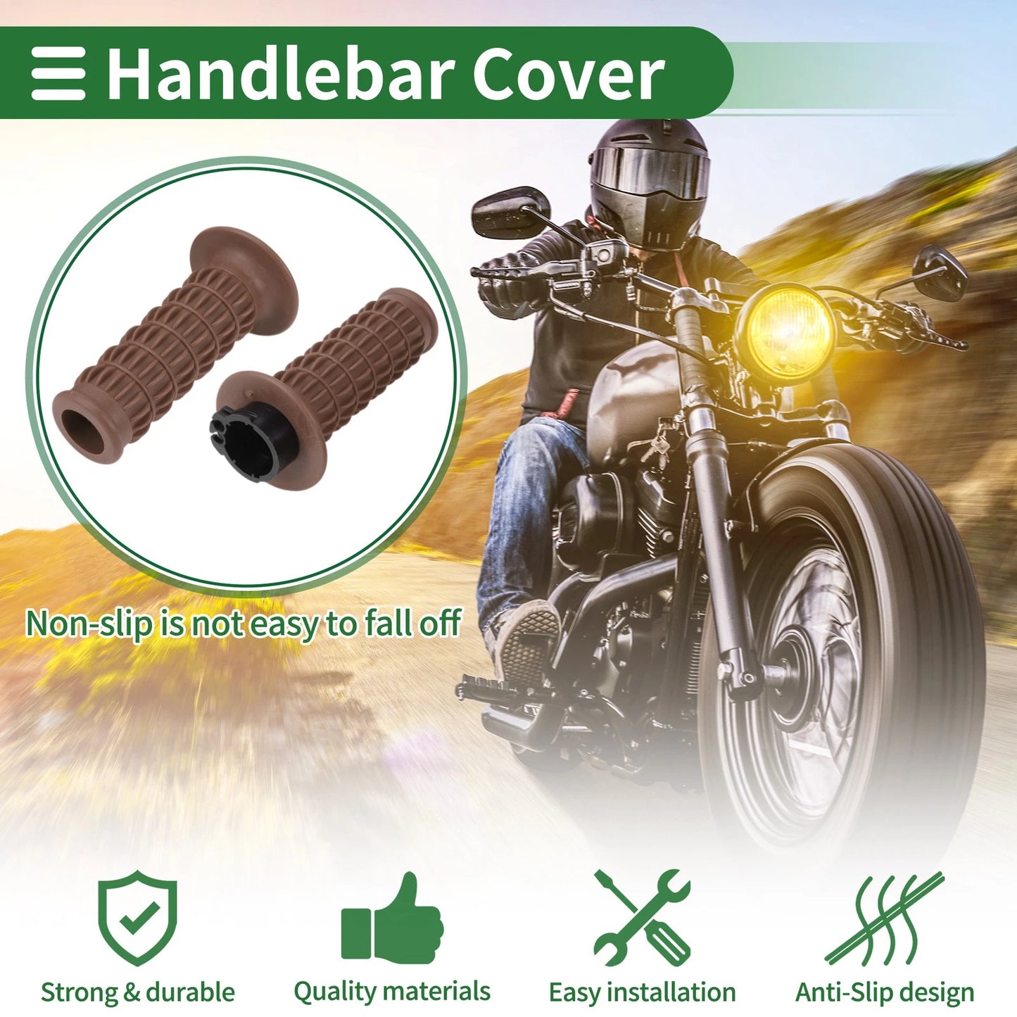 25mm Hand Grips Cover Handlebar Cover TPU Light Brown for Motorcycle