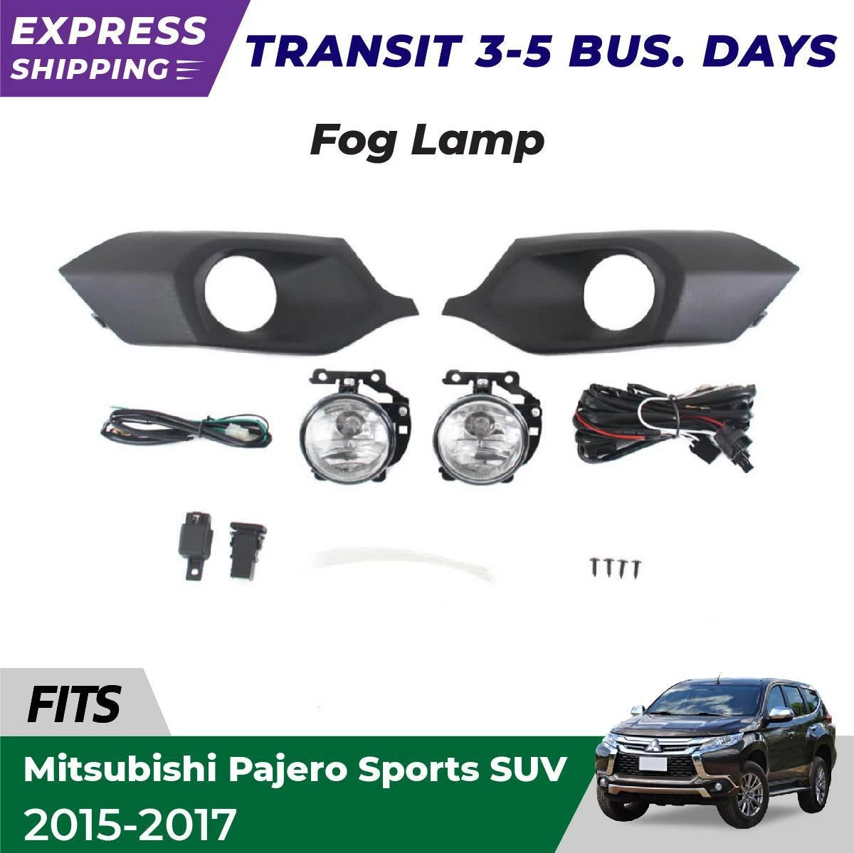 Fog Lamp Spot Lights Trims Set Fits Mitsubishi Pajero Sports SUV 2015-17 D06