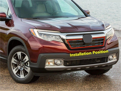 Chrome Front Center Grille Lid Cover Trim for Honda Ridgeline (2017-2020) 5 pcs