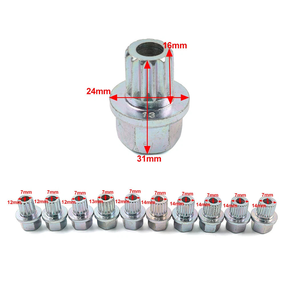 Anti-theft Wheel Bolt Lock Nut Key Adapter for BMW 1 3 5 6 7 Mini X1