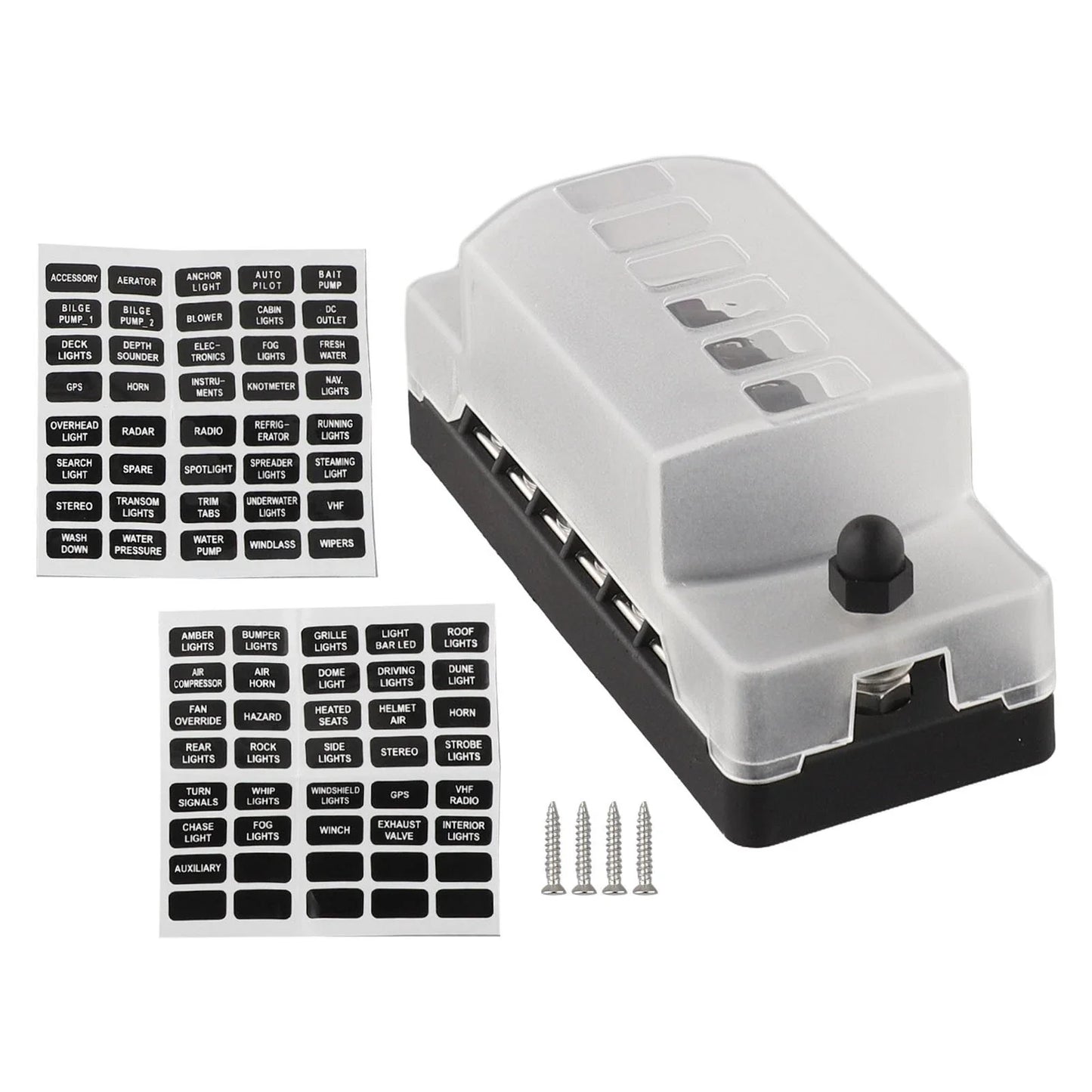 6 Way Car Fuse Box for Vehicles/Boats Compatible with 1A-20A Blade Fuses