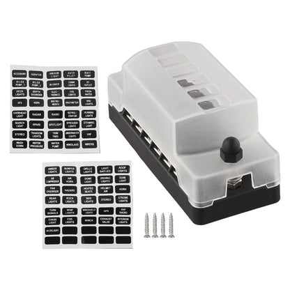6 Way Car Fuse Box for Vehicles/Boats Compatible with 1A-20A Blade Fuses