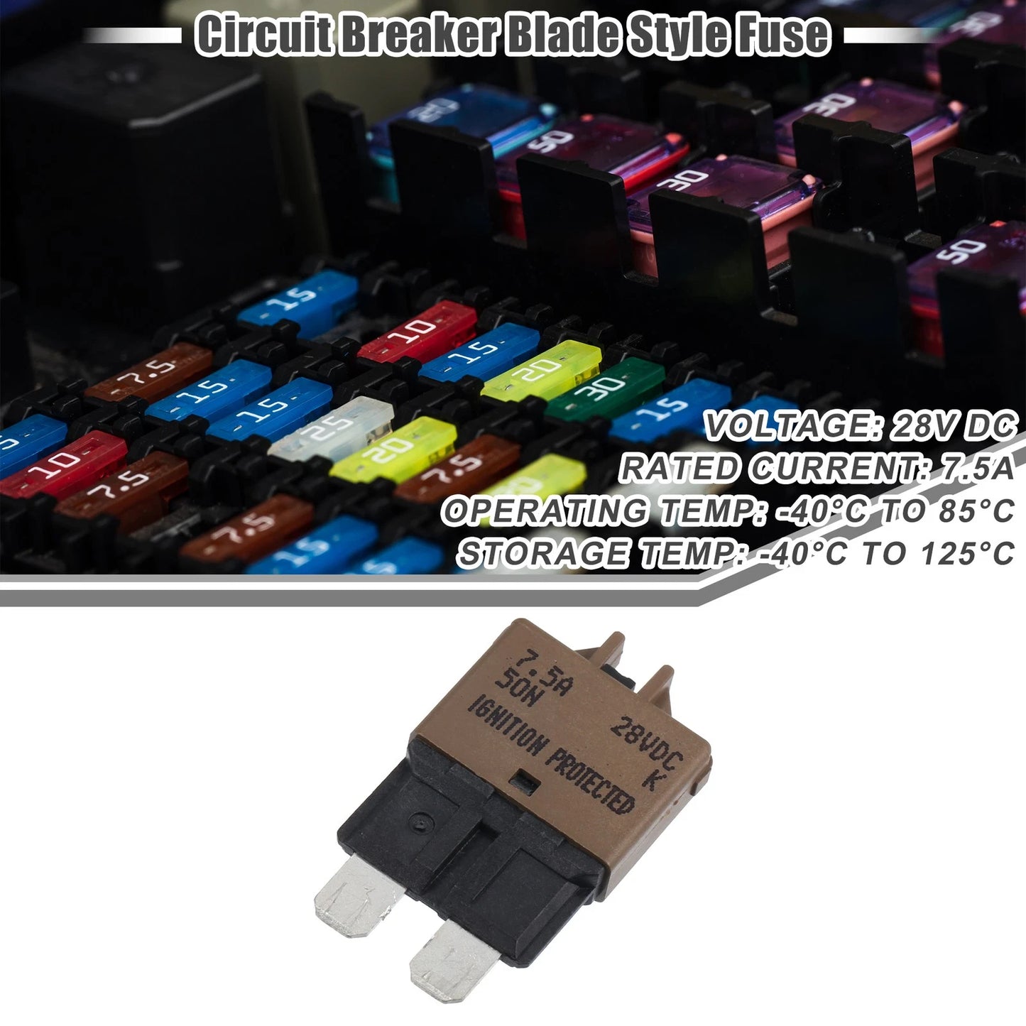 Circuit Breaker / Blade Style Fuse / 7.5A Resettable for Car Marine