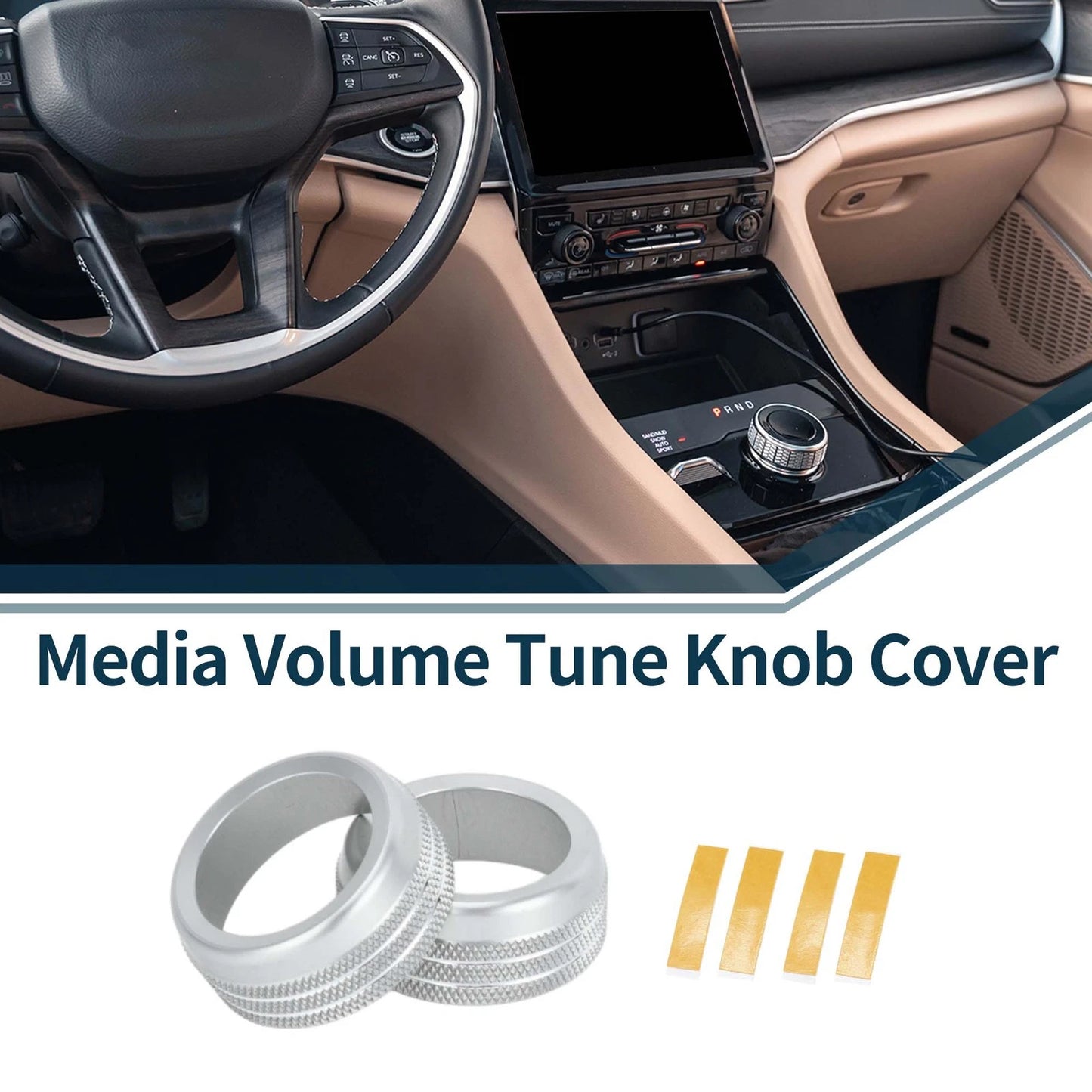 Media Volume Tune Knob Cover for Jeep Grand Cherokee (2022-2024) - 2 Pcs