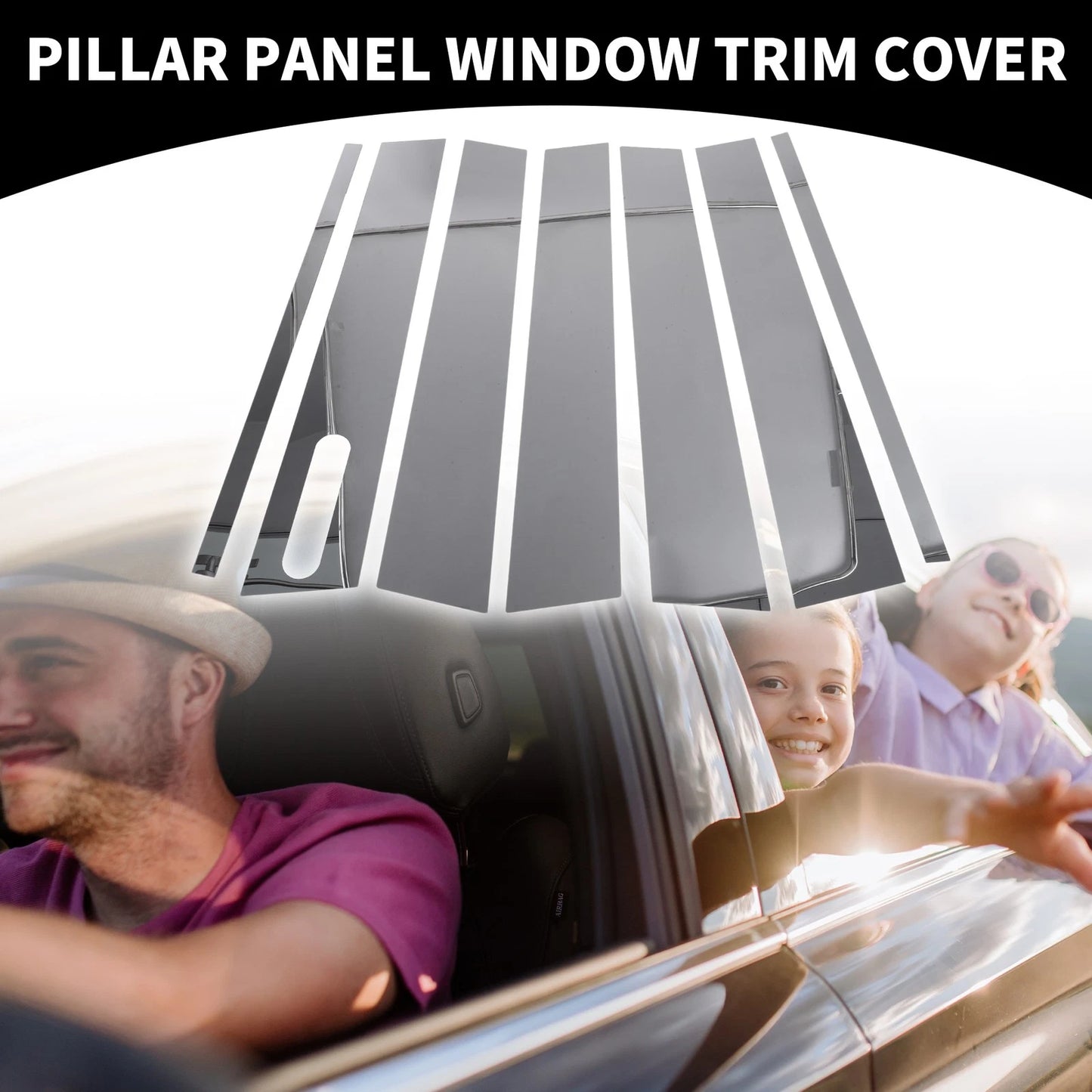 7 x Car Pillar Window Trim Covers for Ford Explorer (2002-2010) Chrome Silver