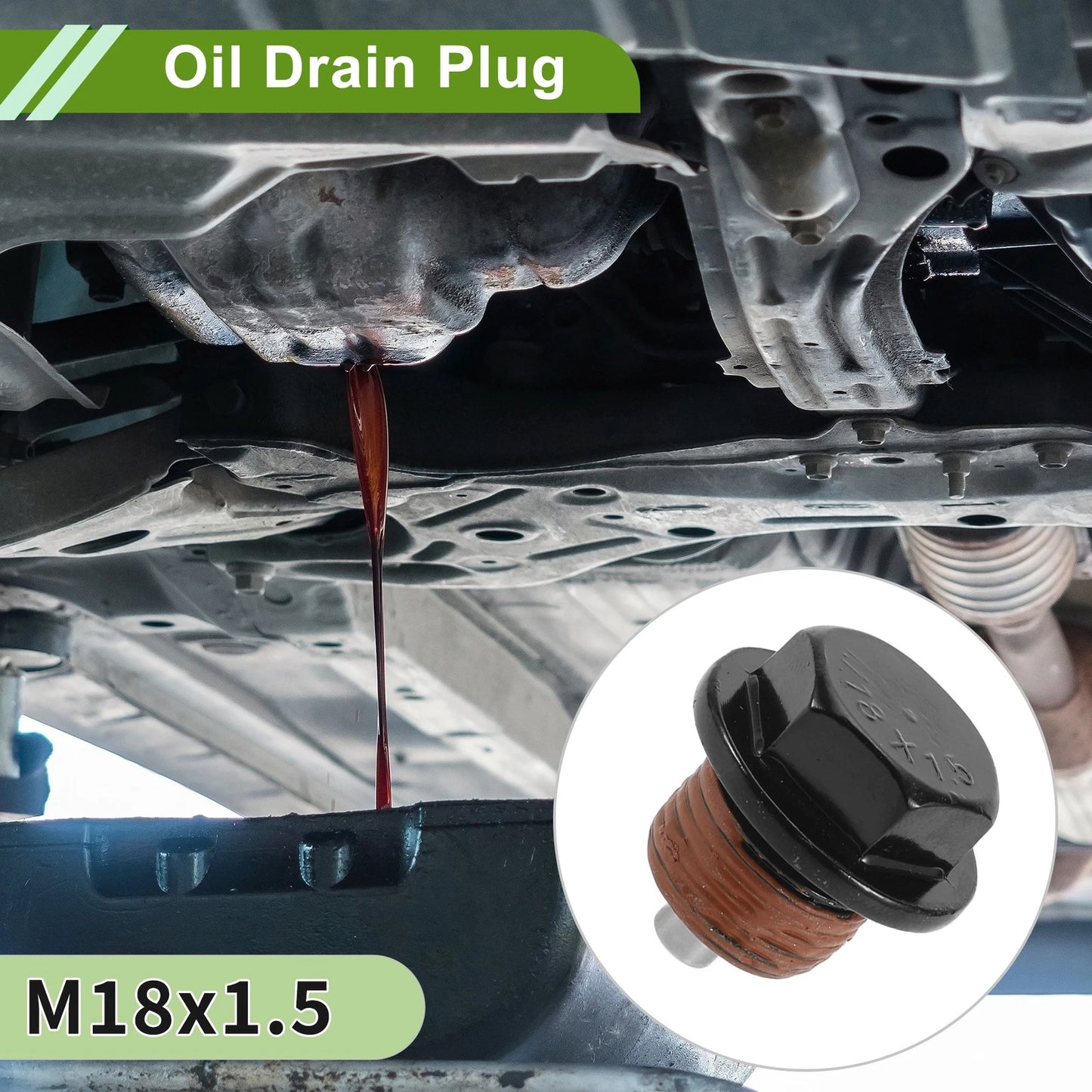 2 x M18x1.5 Copper Oil Drain Plug with Gasket for Car/Motorcycle