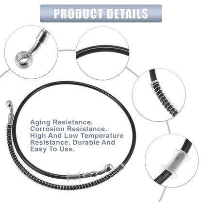 Brake Line / 35.43" 10mm / Stainless Steel Black Hydraulic Oil Hose for Motorcycle
