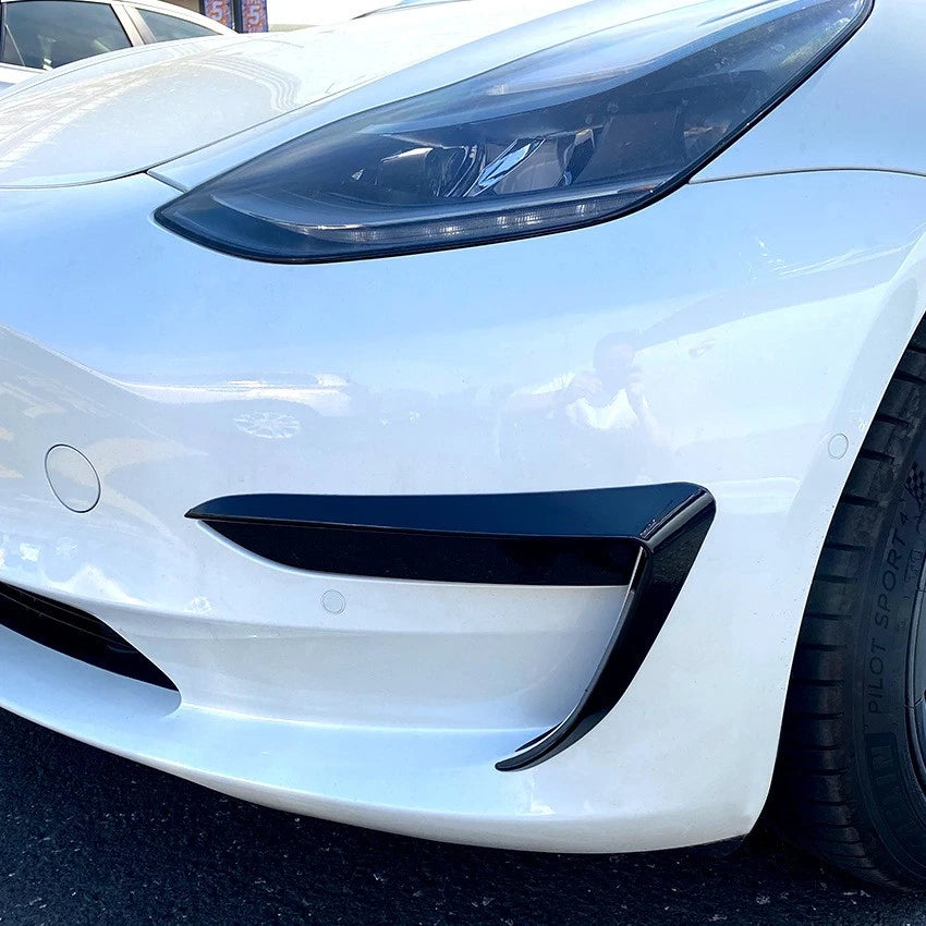 Gloss Black Bumper Side C Canards Covers Trims for Tesla Model 3 (2017–2023)