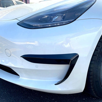 Gloss Black Bumper Side C Canards Covers Trims for Tesla Model 3 (2017–2023)