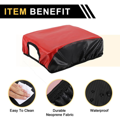 Center Console Lid Armrest Cover for Ford F-150 2015-2020 Carbon Fiber Red