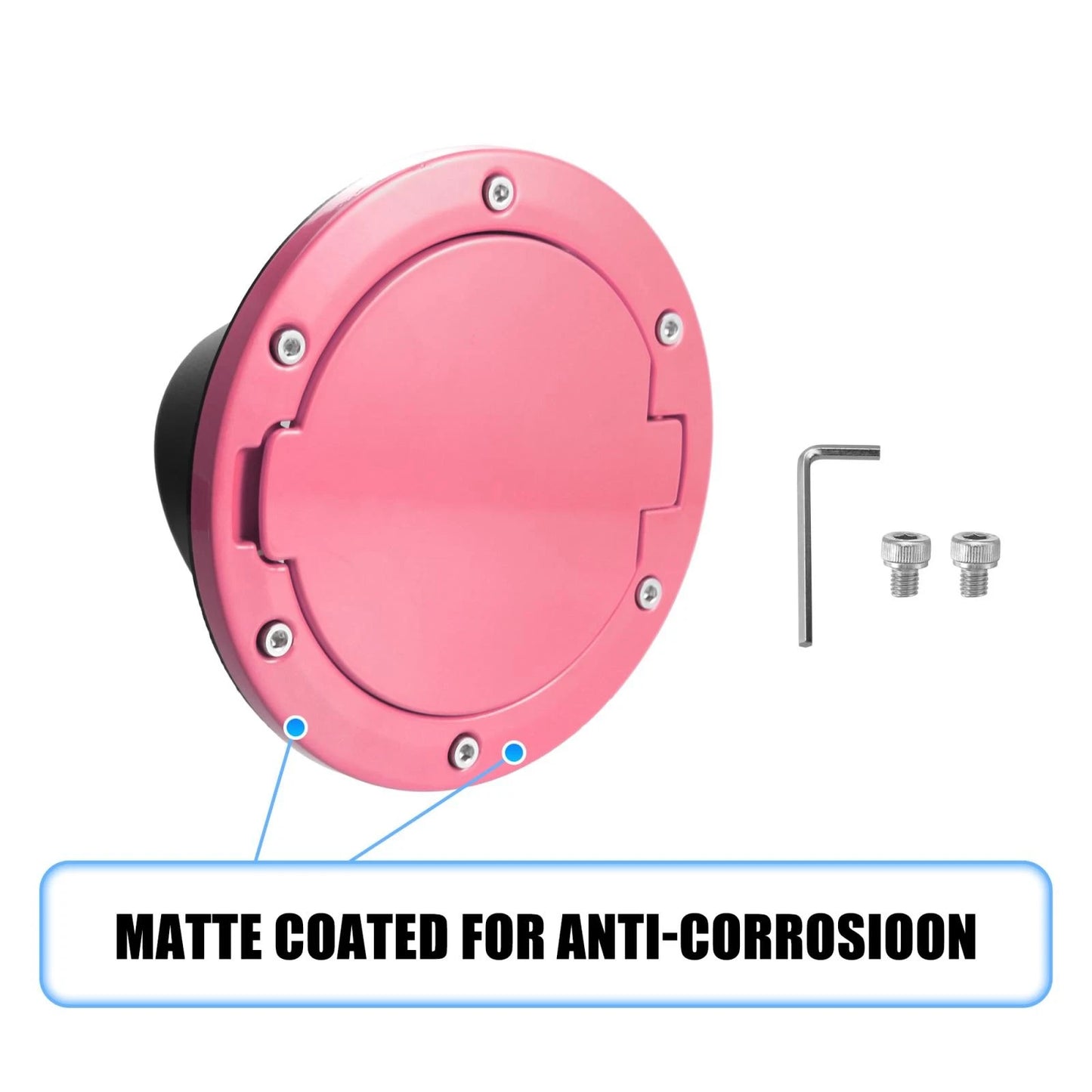 Pink Aluminum Alloy Gas Fuel Tank Cap Cover for Jeep Wrangler (2007-2017)