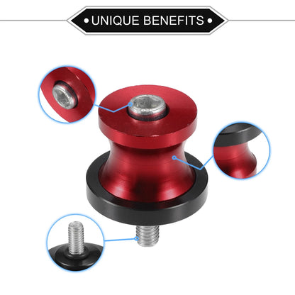 Pair Motorbike Swingarm Spools 6mm CNC Swing Arm Spools Slider Stand Red