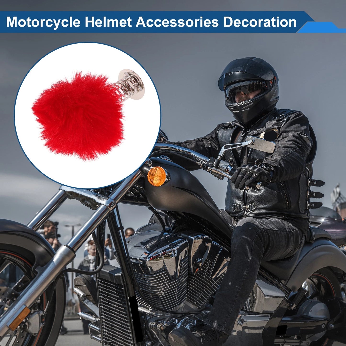 Decoration 2 x Red Plush Iron for Motorcycle Helmet