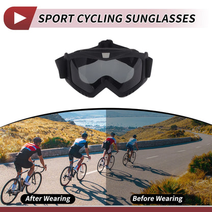 1Pc Goggles Deep Gray Lens Black Frame PC Cycling Sunglasses for Motorcycle