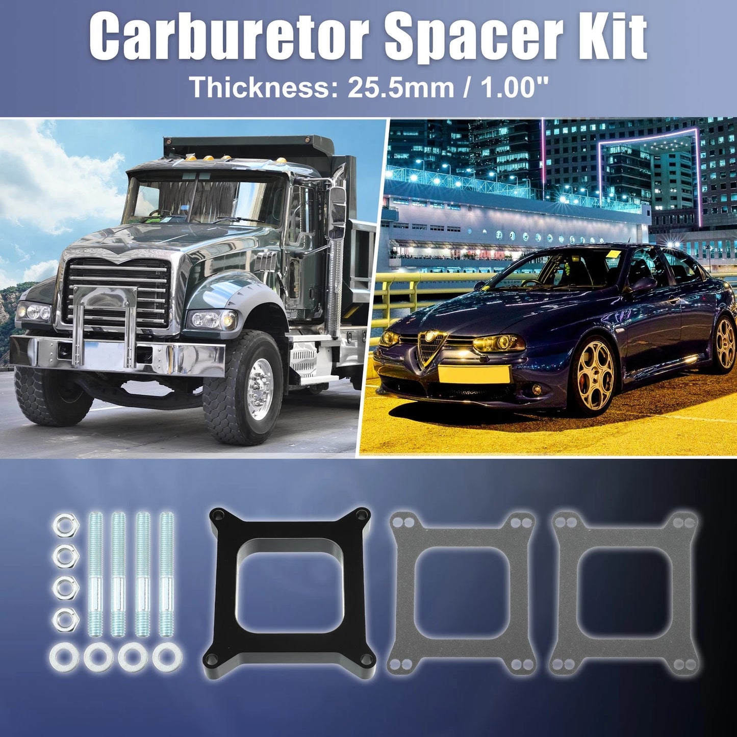1" Tall Open Phenolic Carb Spacers for Chevy, Ford