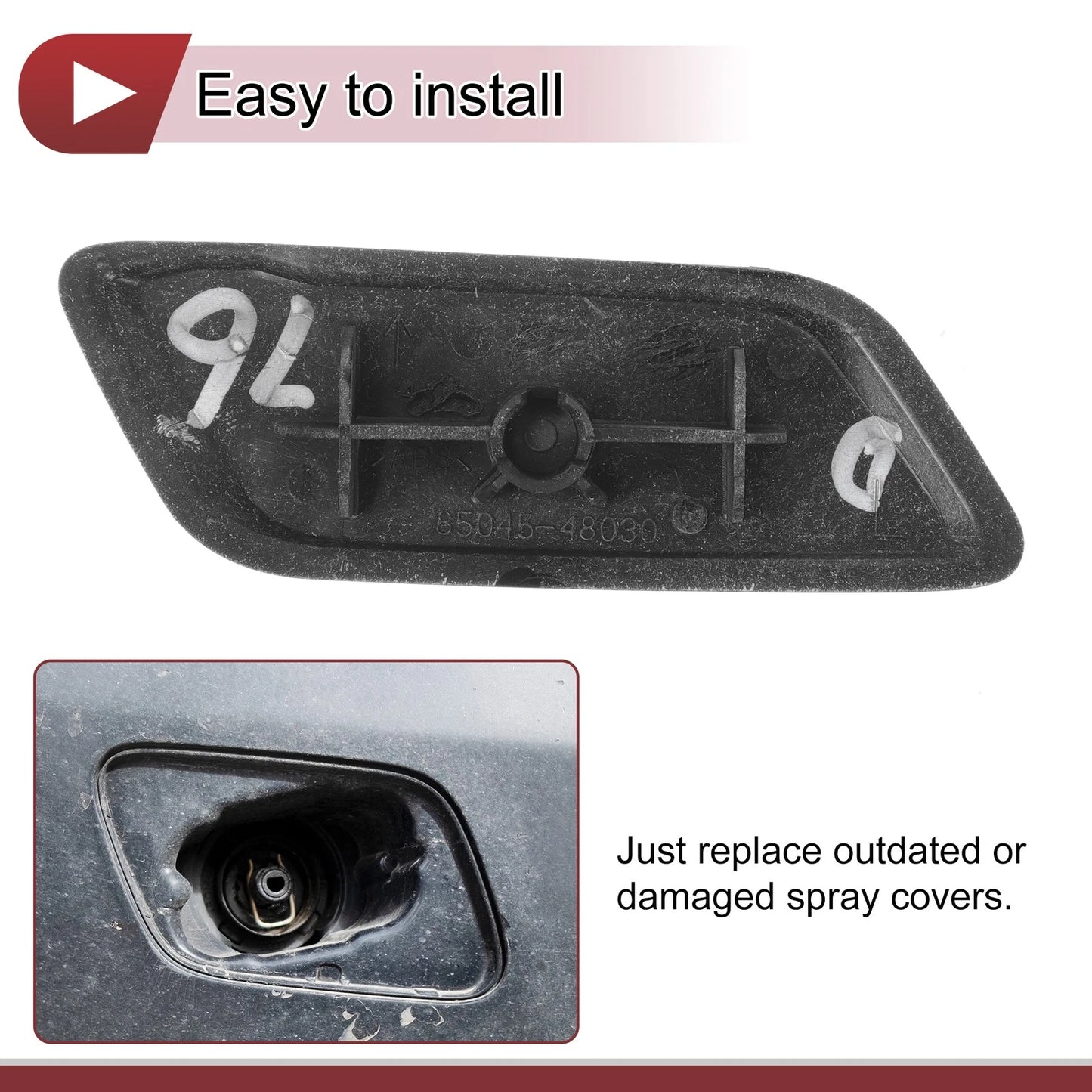 Front Left Washer Nozzle Cover for Lexus RX350 (2012-2014) Black 1 Pcs