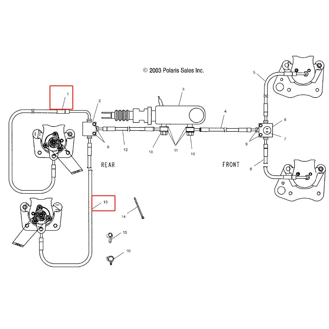 2 x Rear Left/Right Brake Hose Line for Polaris Ranger 650 500 425
