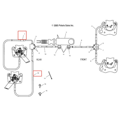 2 x Rear Left/Right Brake Hose Line for Polaris Ranger 650 500 425