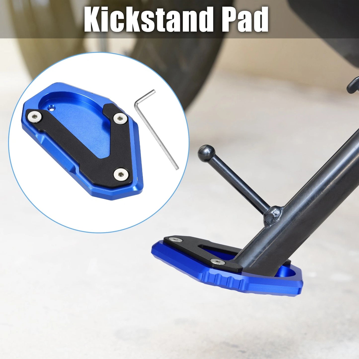 1 Set Aluminum Alloy Black Blue Motorcycle Kickstand Pad for Suzuki