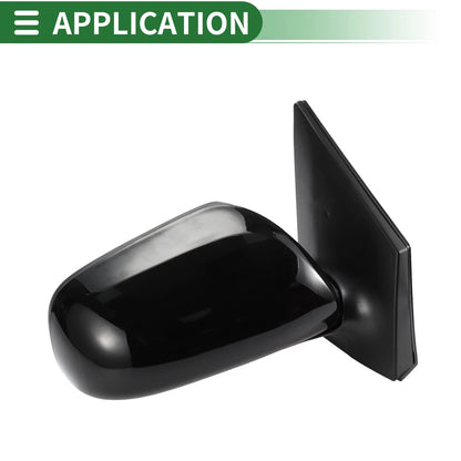 Right Side Door Mirror for Toyota Corolla 2009-2013 Manual Folding Gloss Black