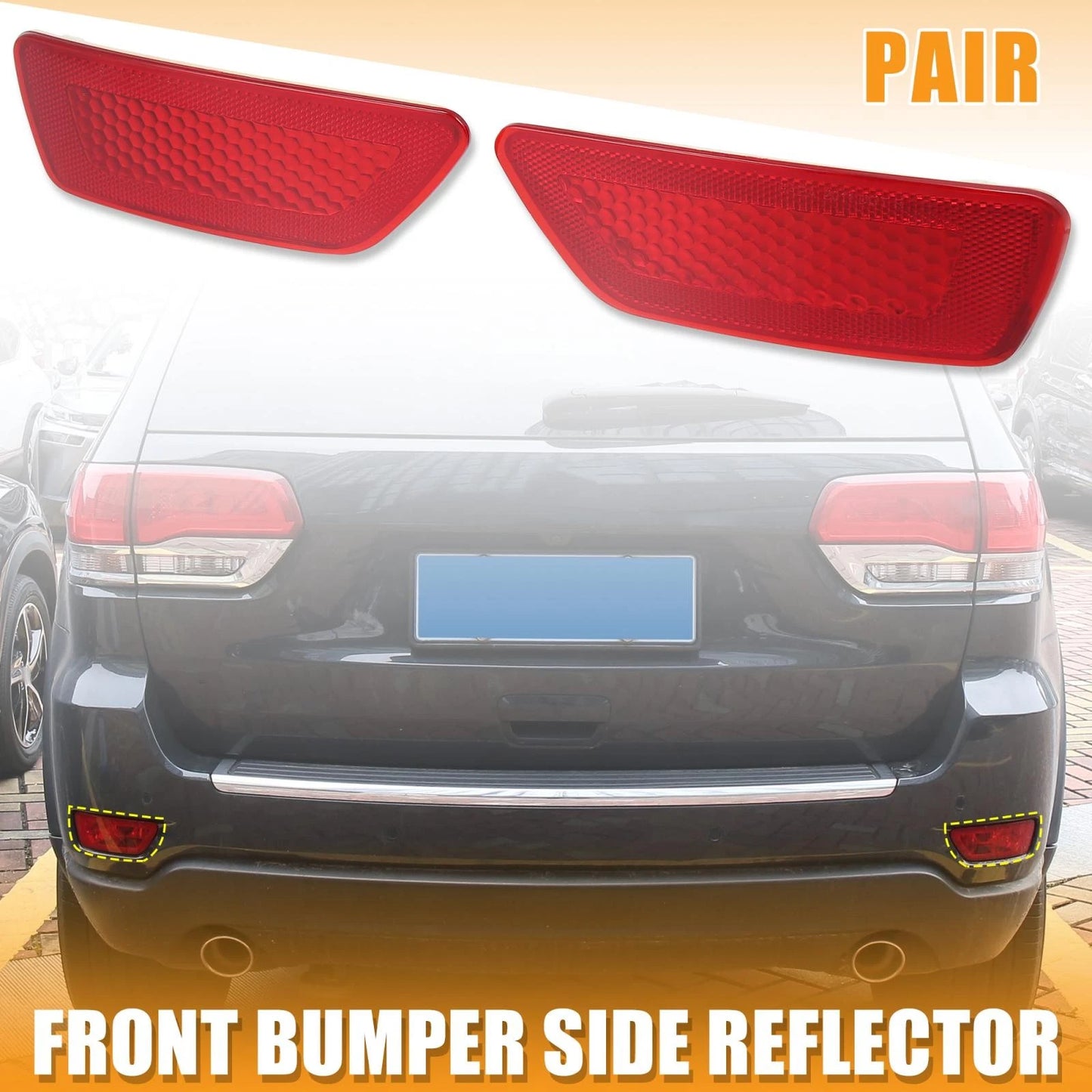 Pair Rear Bumper Reflector for Jeep Grand Cherokee, Compass, Dodge Journey