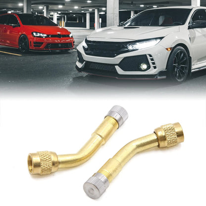 2 x Gold Tone 135 Degree Tire Valve Extension Adapter for Car Motorcycle