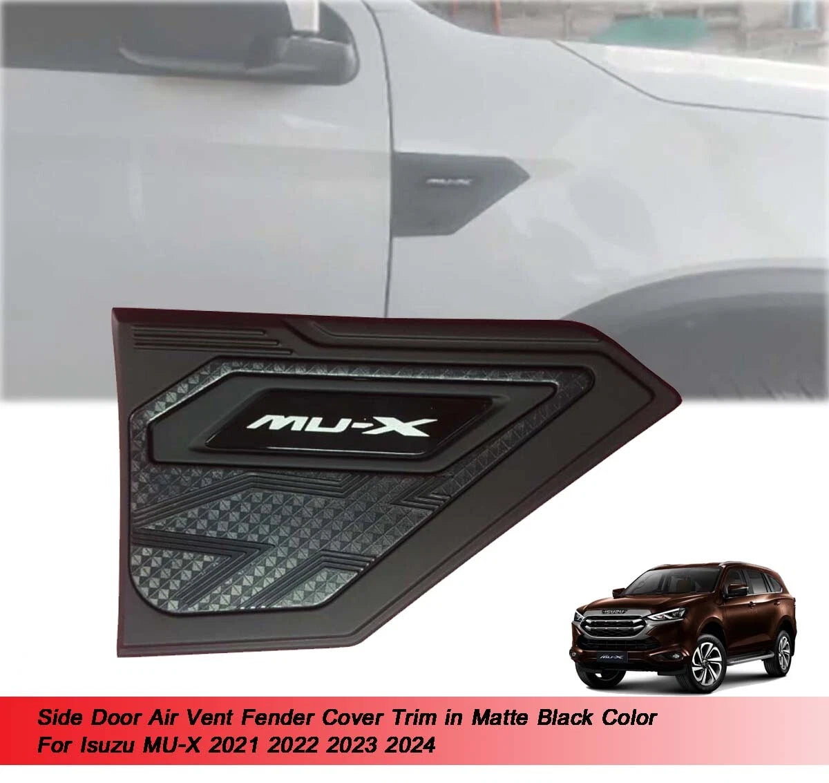 Black Side Door Air Vent Cover for Isuzu MU-X MUX (2021-2024)