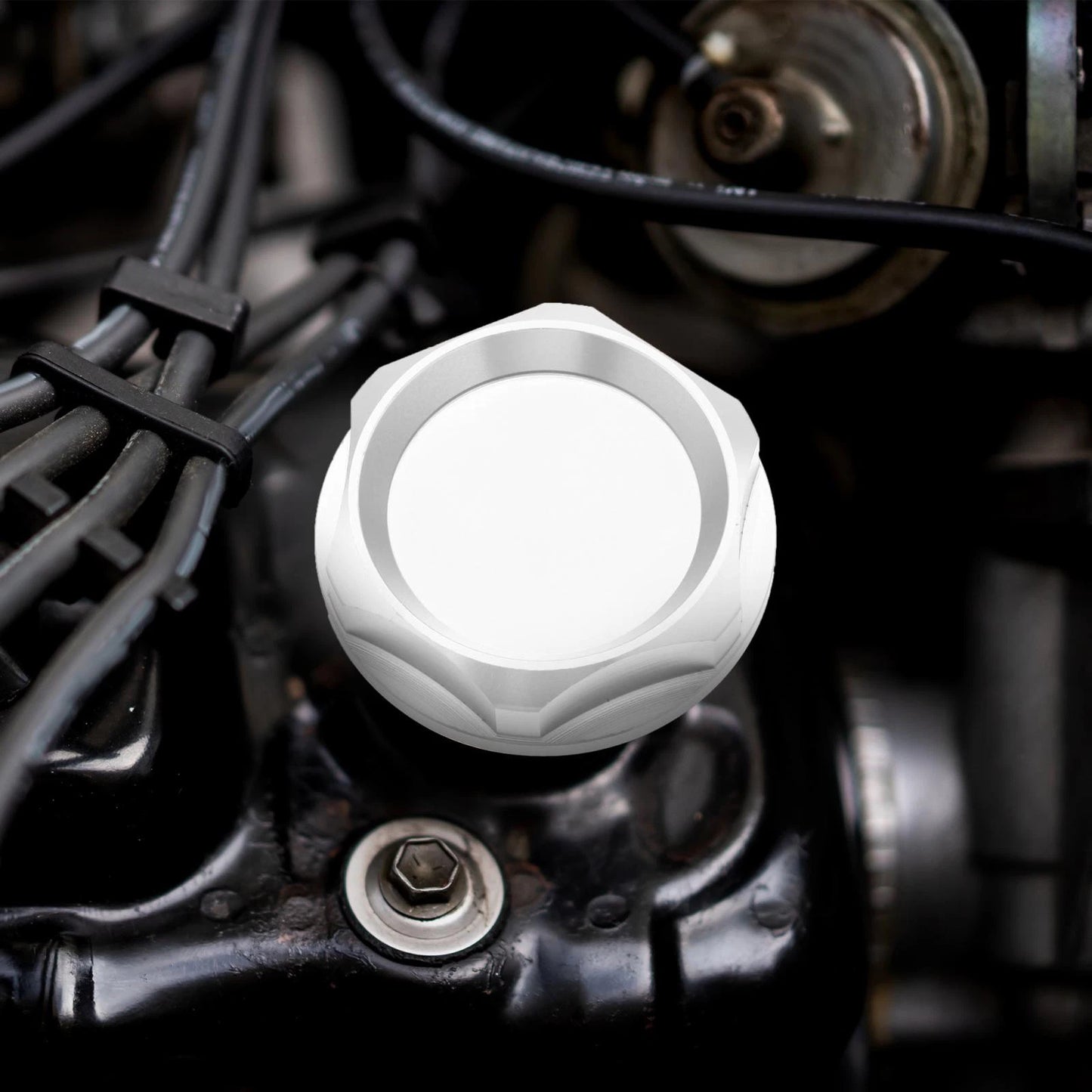 Silver Tone Aluminum Alloy Gas Engine Oil Filler Cap for Mitsubishi
