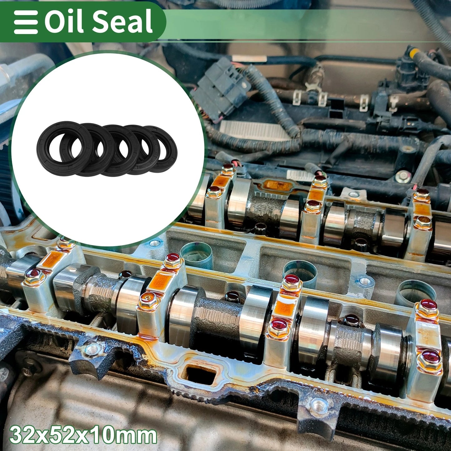 Oil Seal / 32x52x10mm / Rotary Shaft Seal NBR Rubber Black for Make Model