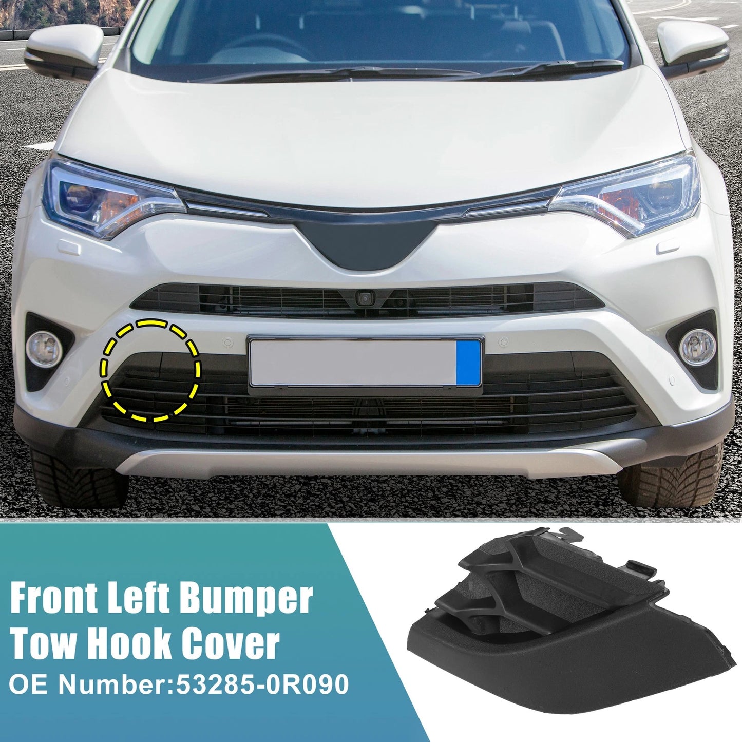 Unpainted Front Bumper Tow Hook Cover for Toyota RAV4 SE (2016–2018)