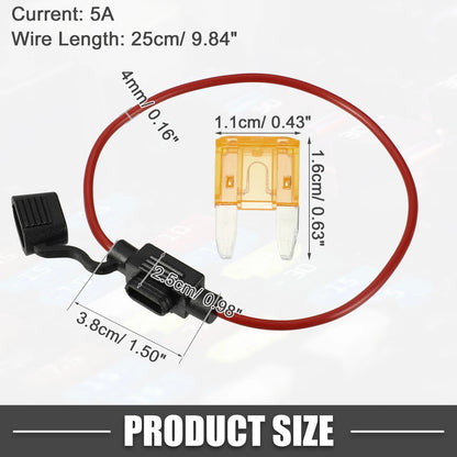 5A Mini Blade Style Fuse Set with 16 AWG Holder for Car