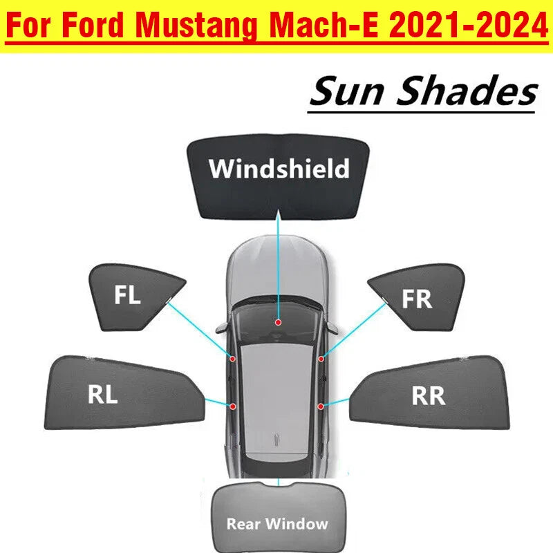 2 x Window Sun Visor Shade Privacy Sleep Shield for Mustang Mach-E (2021–2024)