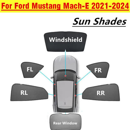 2 x Window Sun Visor Shade Privacy Sleep Shield for Mustang Mach-E (2021–2024)