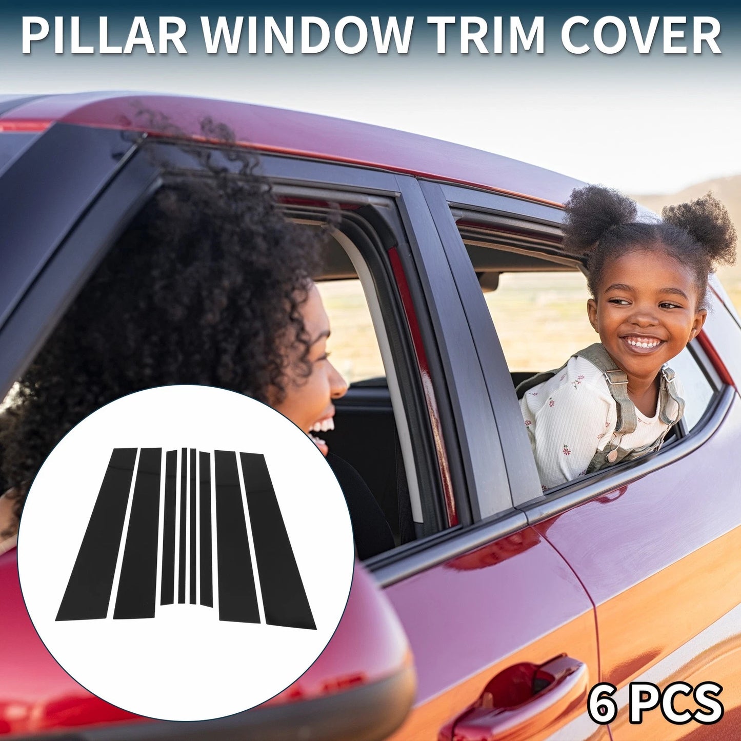 8 Pcs Door Pillar Window Trim for Honda Ridgeline (2017-2023) Black