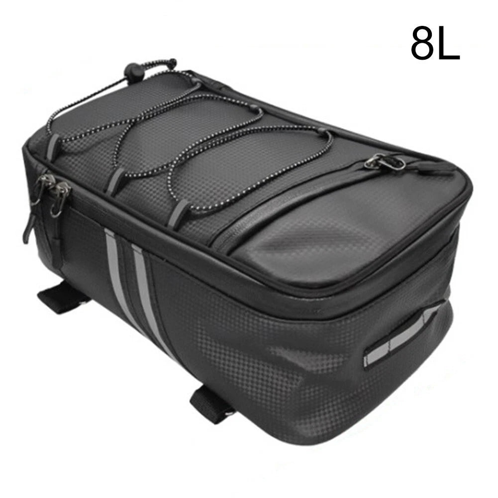 8L Tail Bag for Motorcycle PU Leather Waterproof Large Capacity Storage Bag