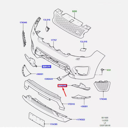 Front Bumper Lower Air Deflector for Land Rover Range Rover Sport 2014-2022